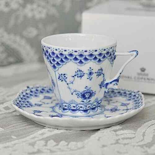 ブルーフルーテッド フルレース コーヒーカップ&ソーサー 140ml