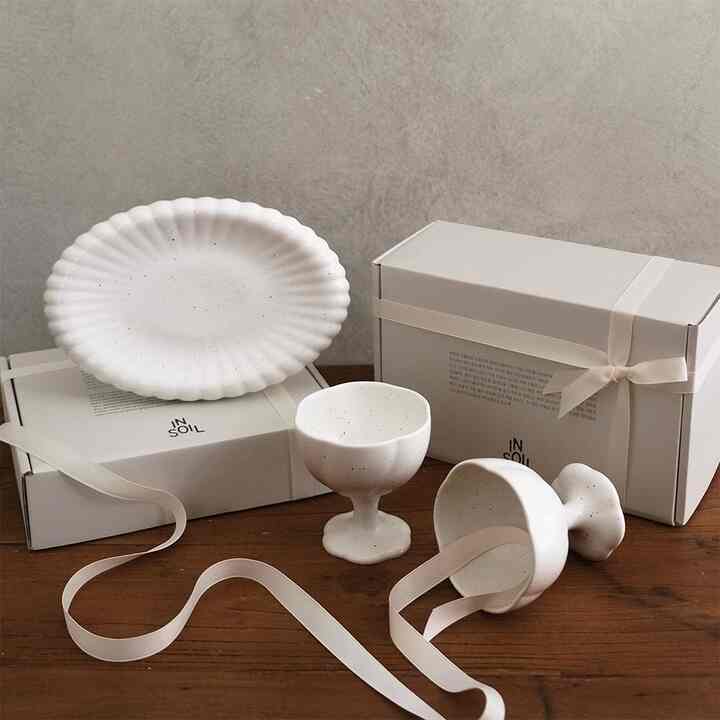 Blooming Oval 2way Plate 1ea＋Dessert Bowl 2ea SET