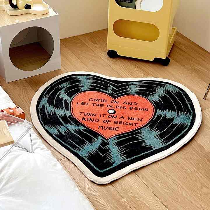 Heart Record ラグ 100cm