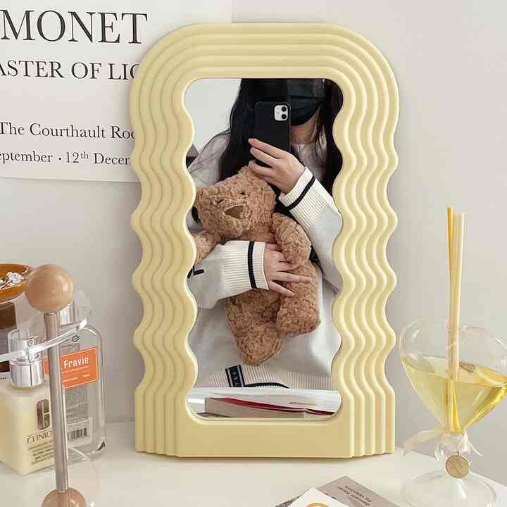 Butter Vanilla Art ウェーブ 卓上 壁掛けミラー