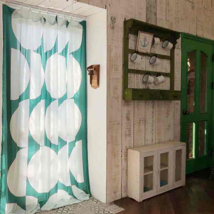 MOONY MOONIE GREEN ソフト シフォンカーテン