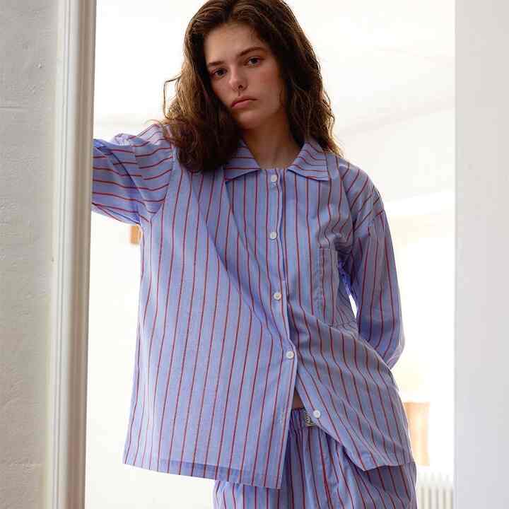 ムイ ストライプ パジャマ セット ブルー