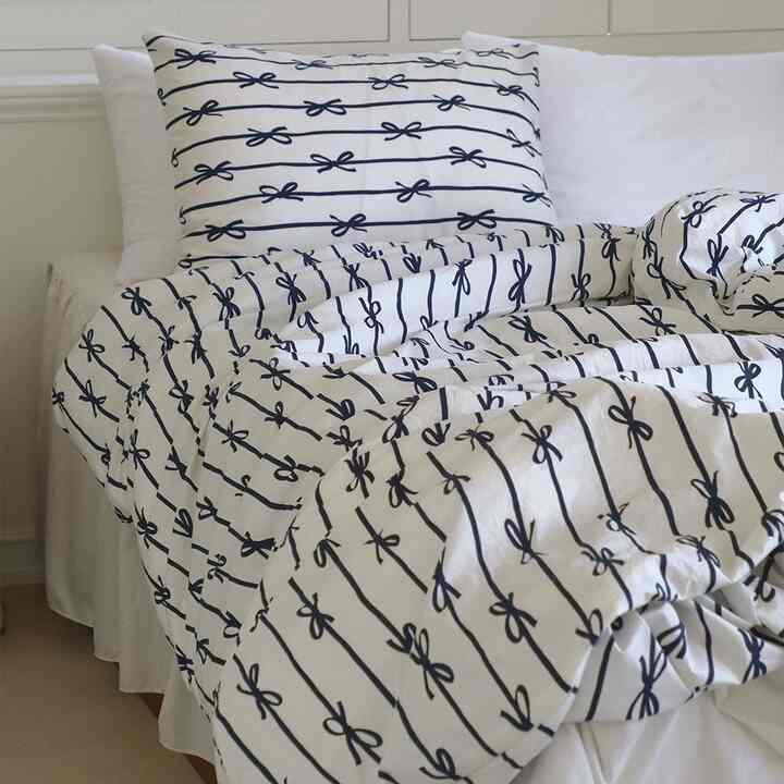 シグネチャー リボン 布団カバー ブラック［3サイズ］