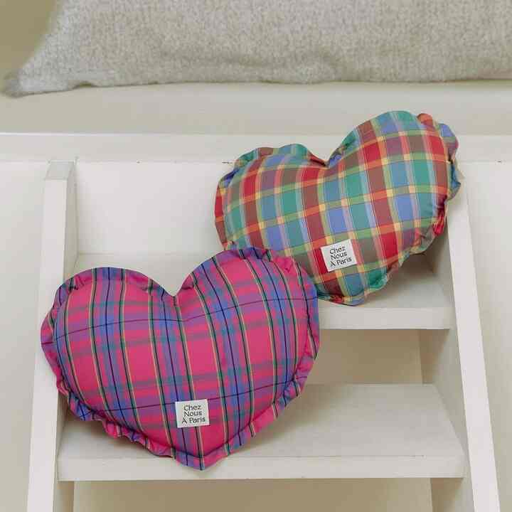 HEART チェッククッションカバー［2色］