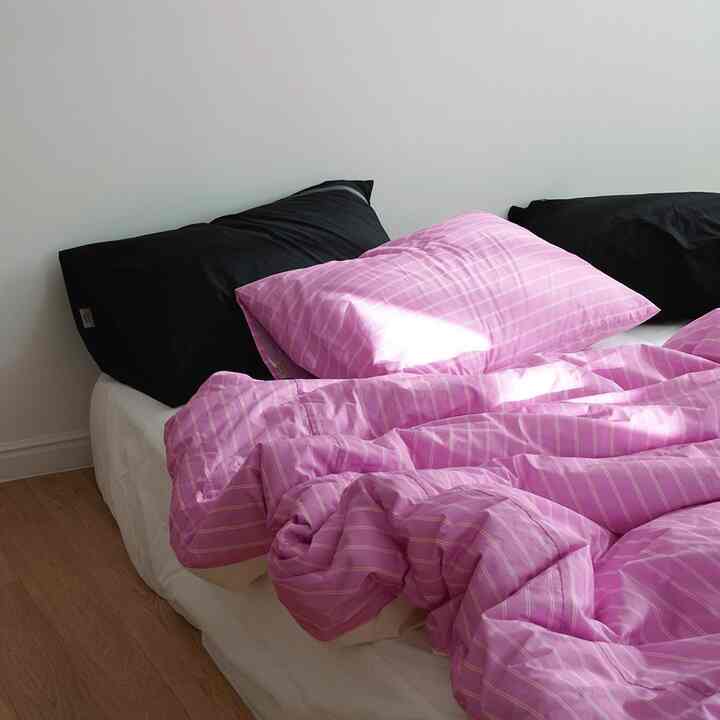 モーブ ストライプ 布団カバーセット［2サイズ］