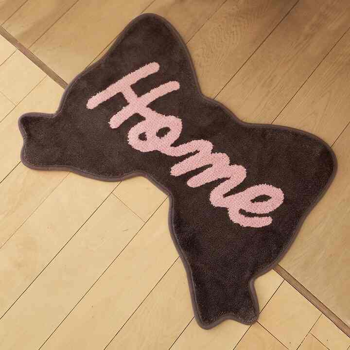 ホーム＆リボン マット ブラウン