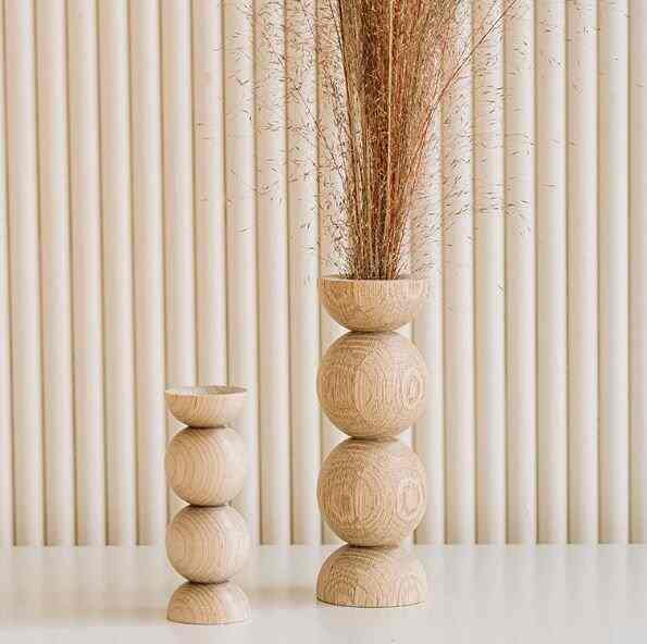 シリンダー バブル 花瓶 ウッド［2サイズ］