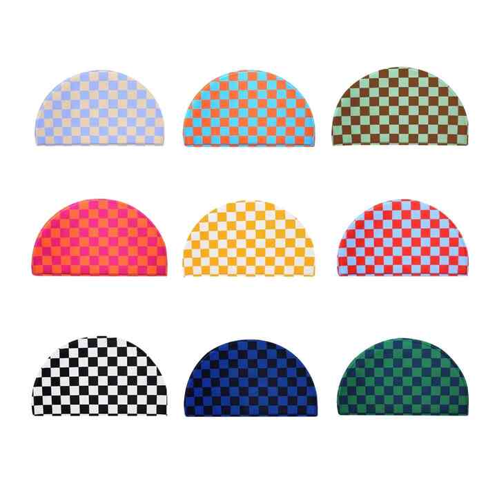 半円 チェック ラグ ミニ［9色］