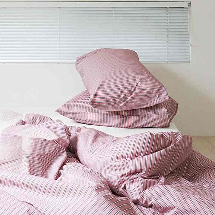 ストライプ 枕カバー Raspberry&Choco 50x70cm