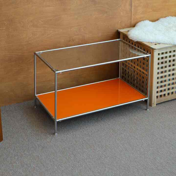 2段 モジュール ガラス ラック 80cm［2種］