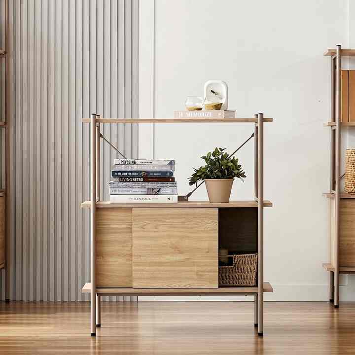 バニティー 引き戸付き 収納棚 3段