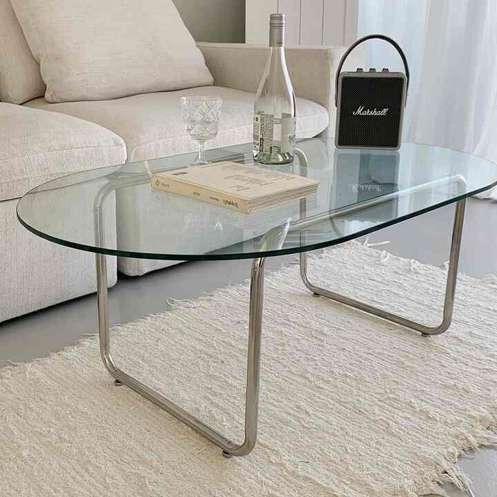 ステンレス 楕円形 ローテーブル 100cm