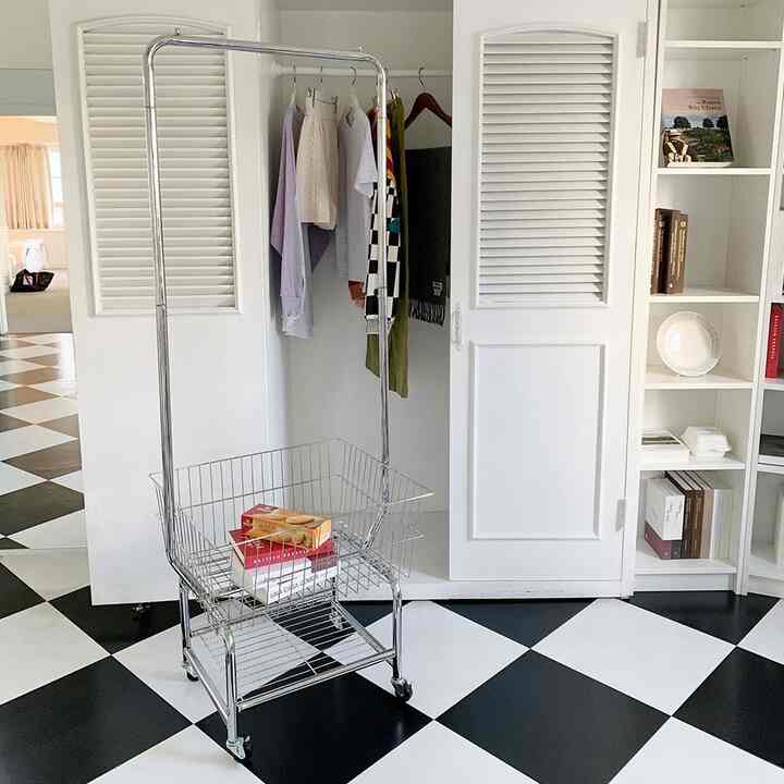 ハンガーラック キャスター＆バスケット付き