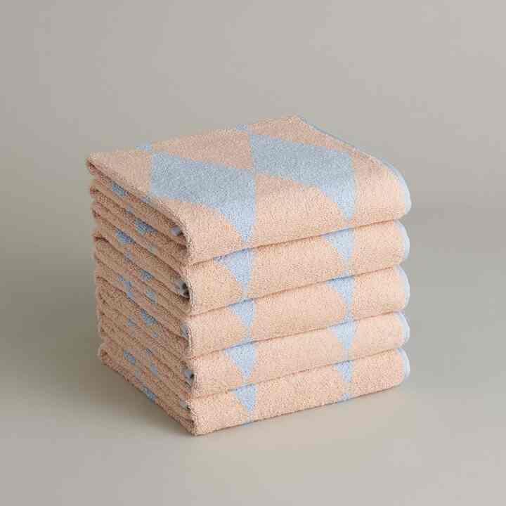 フェイスタオル 5枚 ピーチブルーアーガイル