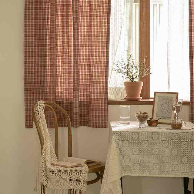 ビンテージ チェック カーテン