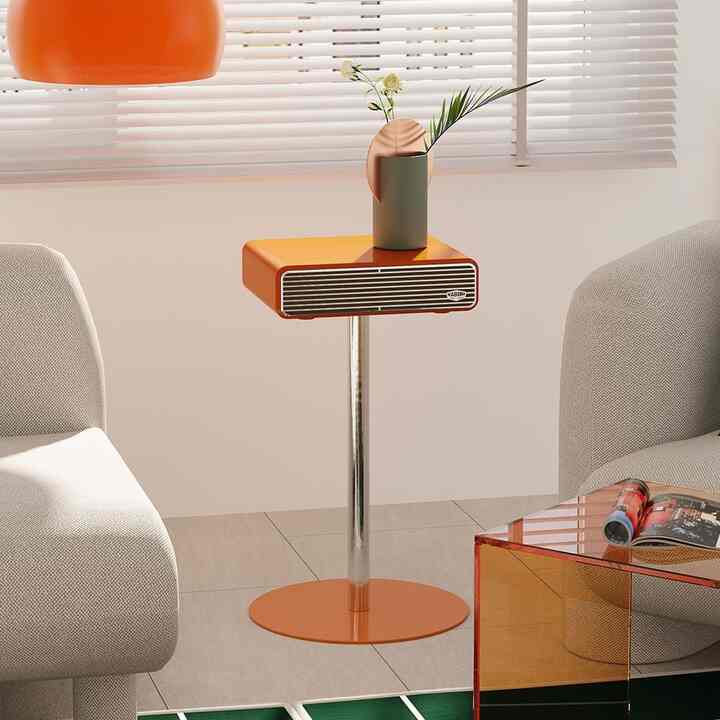 収納付き サイドテーブル スチール Orange［3種］