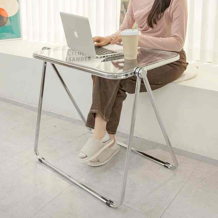 クリア アクリル 折りたたみテーブル［2色］