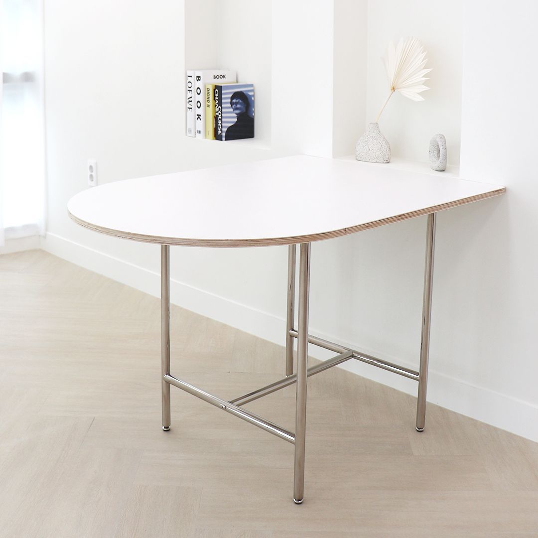 YOUNGGAGU flat 半楕円形 ダイニングテーブル ホワイト［3サイズ