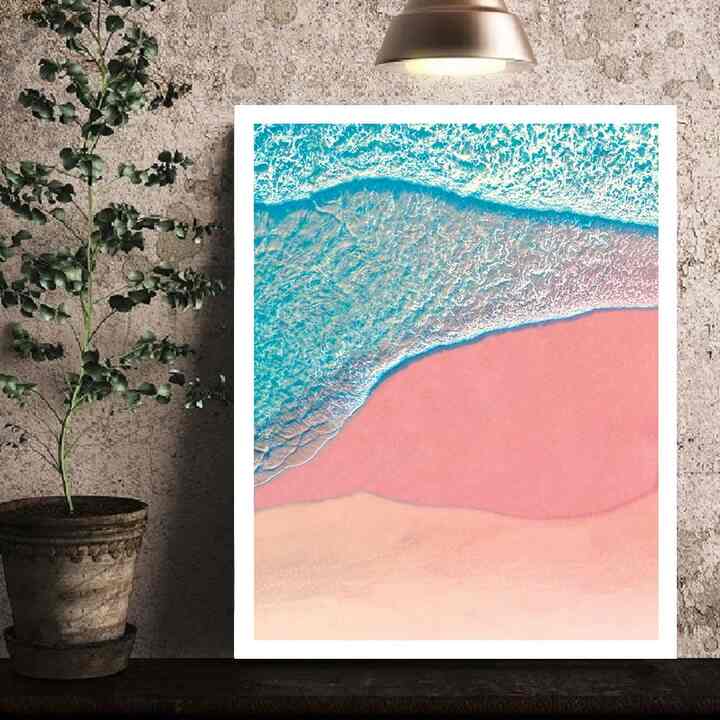 折りたたみテーブル ピンク海辺［2サイズ］