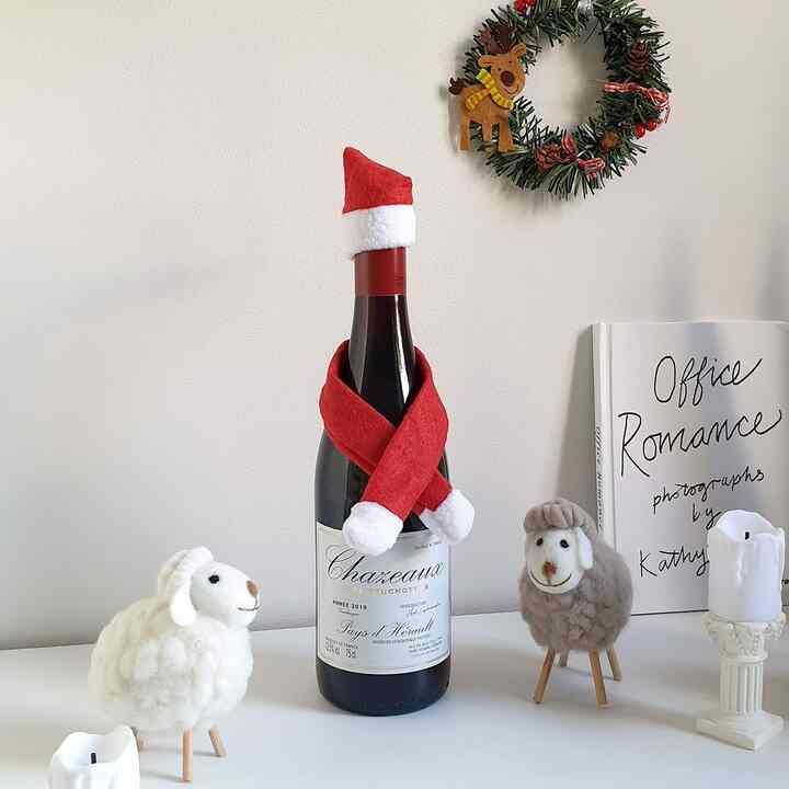 クリスマス ワインボトル用 サンタ 帽子 マフラー セット