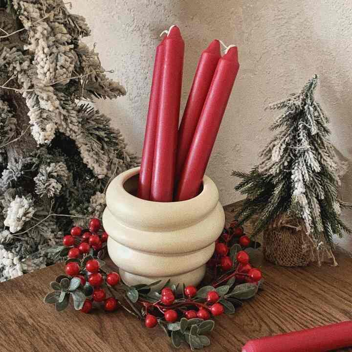 RED COLOR SPAAS TAPER CANDLE