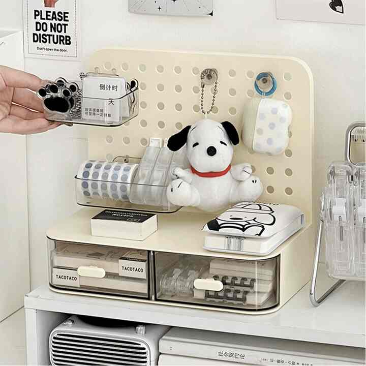 デスクオーガナイザー パンチングボード付き［2色］