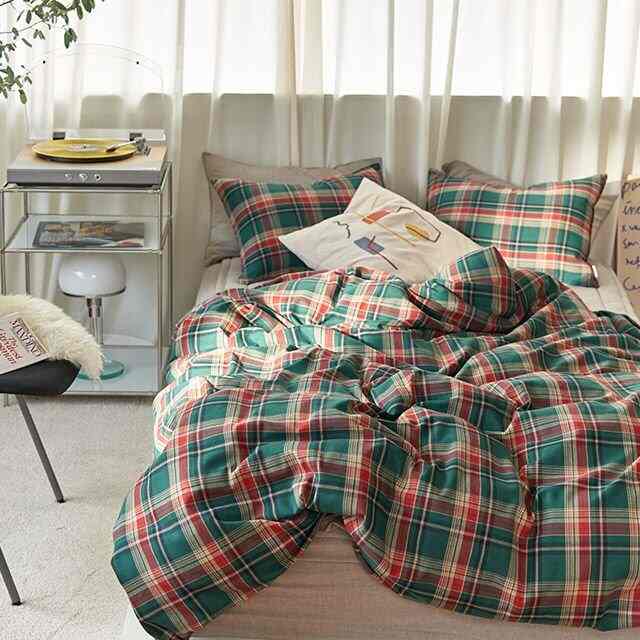 ホリデー グリーンチェック 布団カバー［2サイズ］