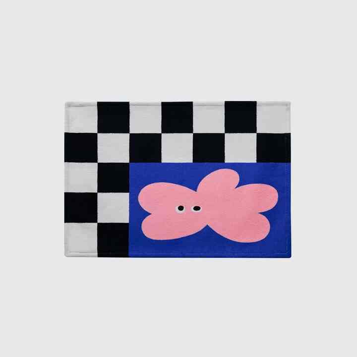 checker board ミニ ラグ flower