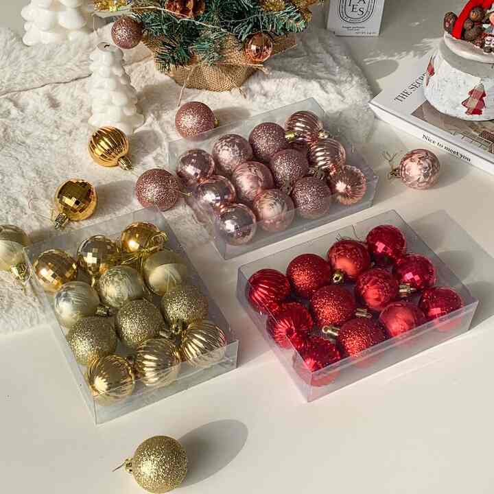 グリッター ボール オーナメント 12P セット［4色］