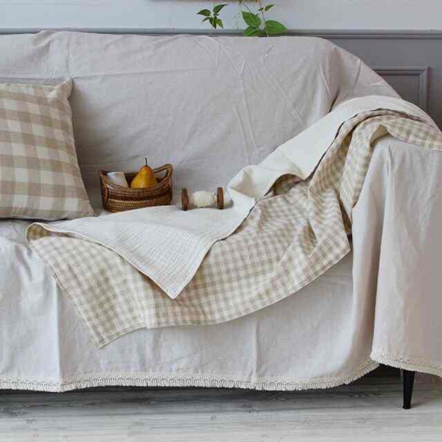 リバーシブルブランケット リネンチェック［3サイズ］