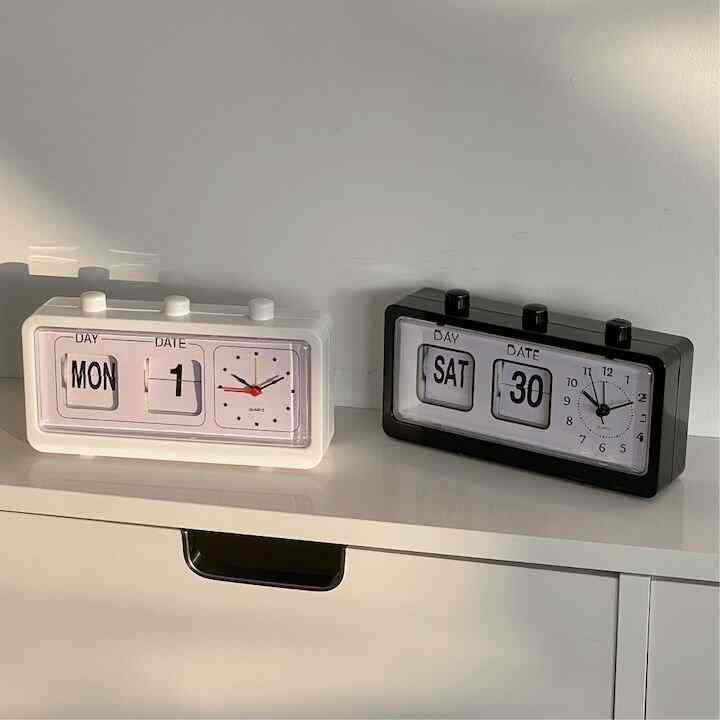 フリップ 卓上時計 カレンダー［2色・2種］