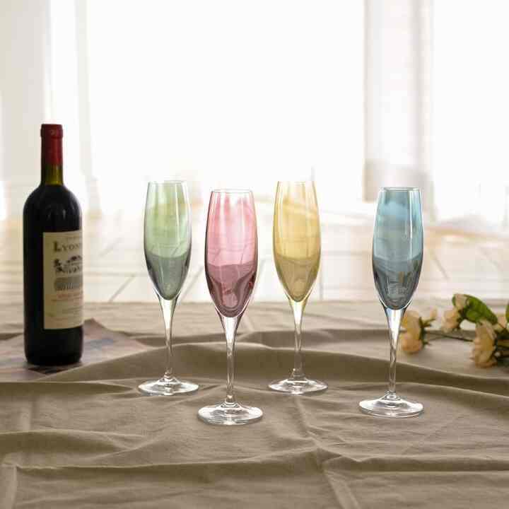 Polka pastels シャンパングラス 225ml 4点セット