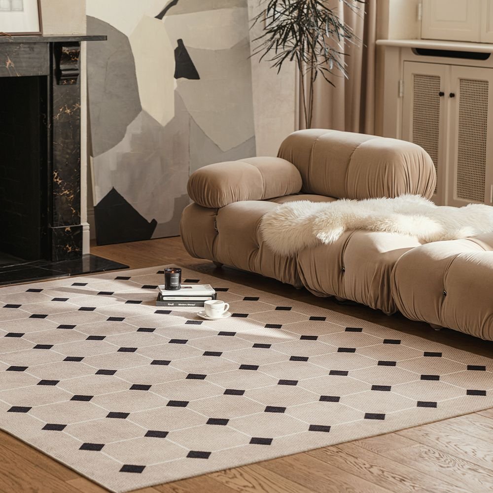 hanbit carpet DIA MORDERN TILE ラグ［2色・7サイズ］ ベージュ 合成