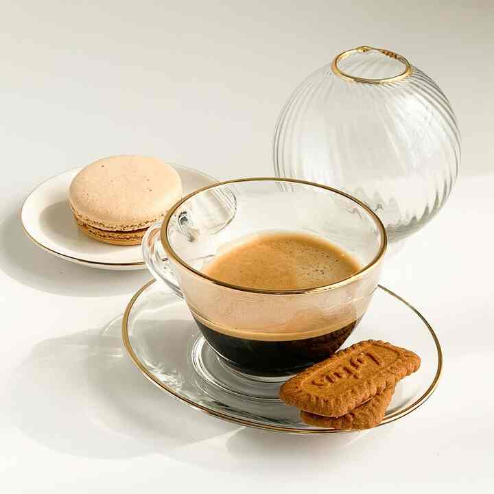 ゴールドリムガラスコーヒーカップセット 220ml
