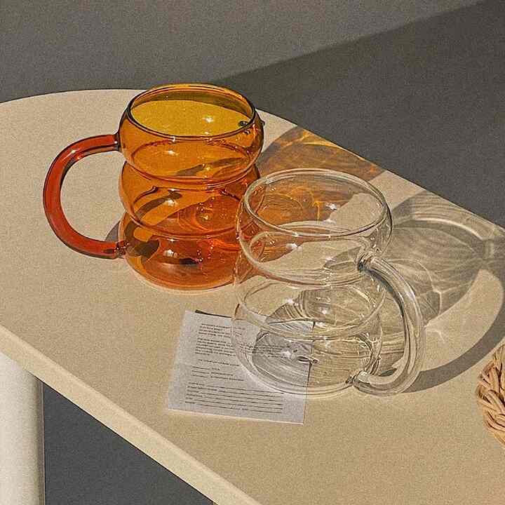 耐熱ガラス マグカップ 400ml 2点セット［2色］