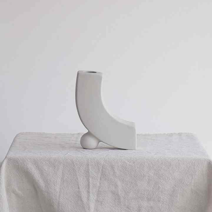 グレー サンド セラミック オブジェ 花瓶 C