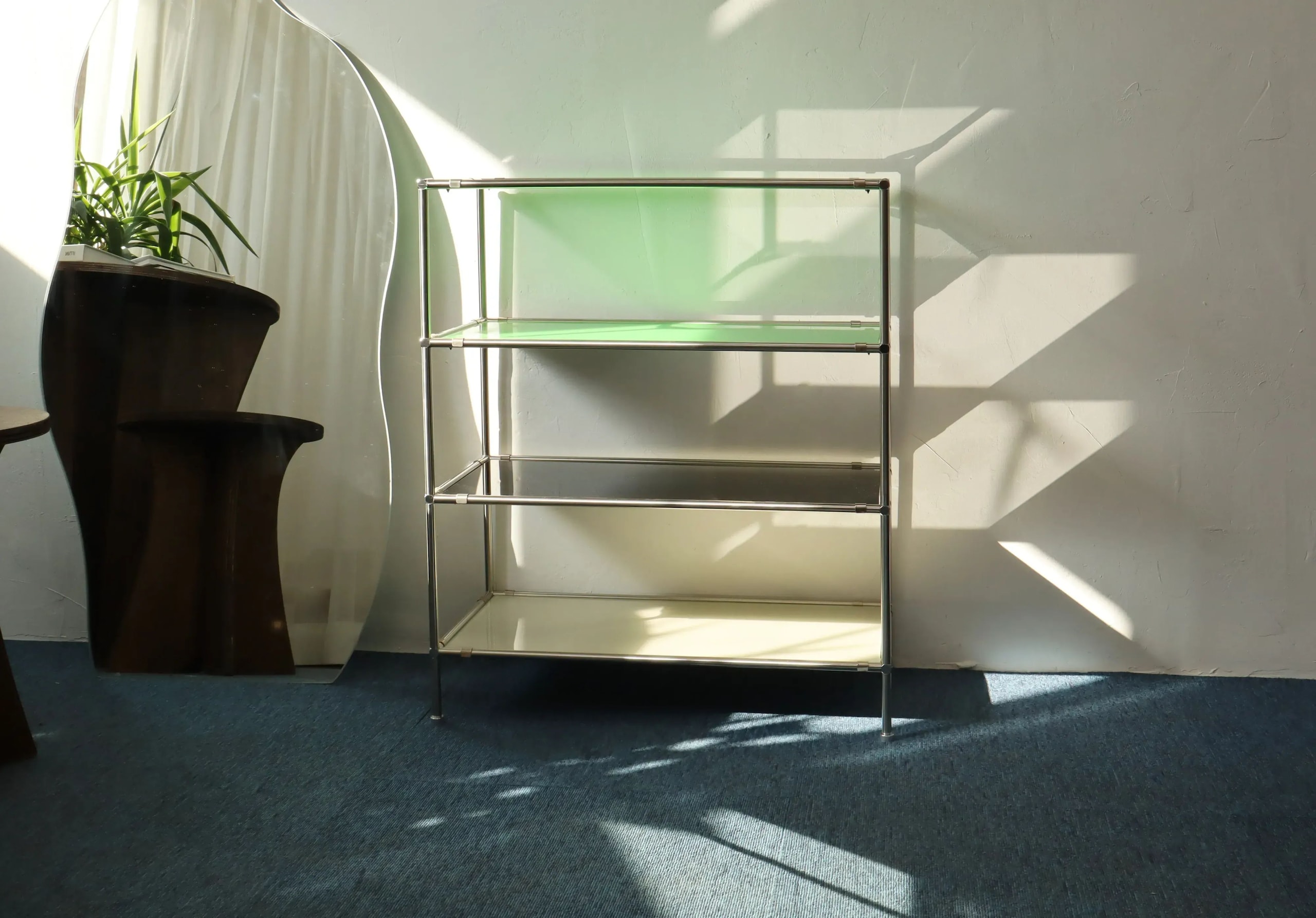 MARCI 3段 モジュール ガラス ラック 中型［2種］ 透明 ガラス 奥行き