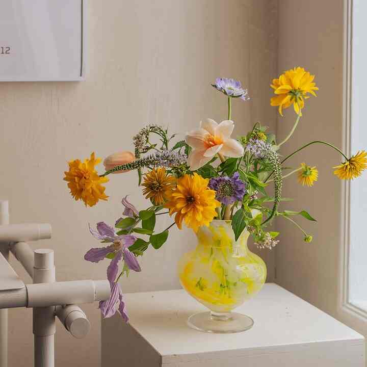 生け花 ガラス 花瓶 (高さ17cm)