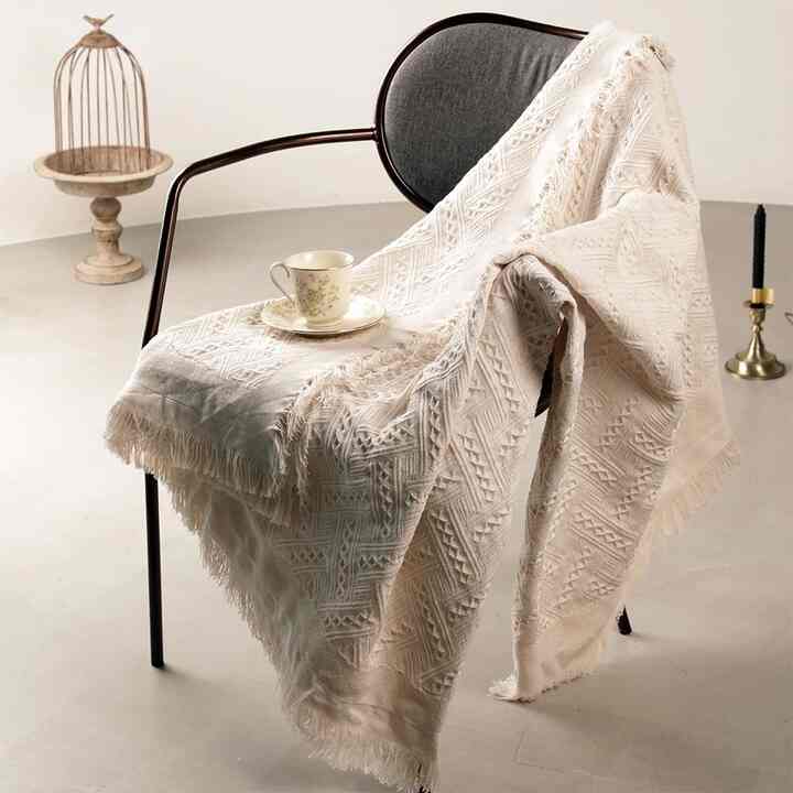 ナチュラル コットン ブランケット ヘリンボーン アイボリー［2サイズ］