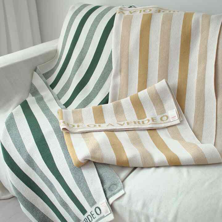 ストライプ ニット ブランケット ML ビックサイズ［2色］