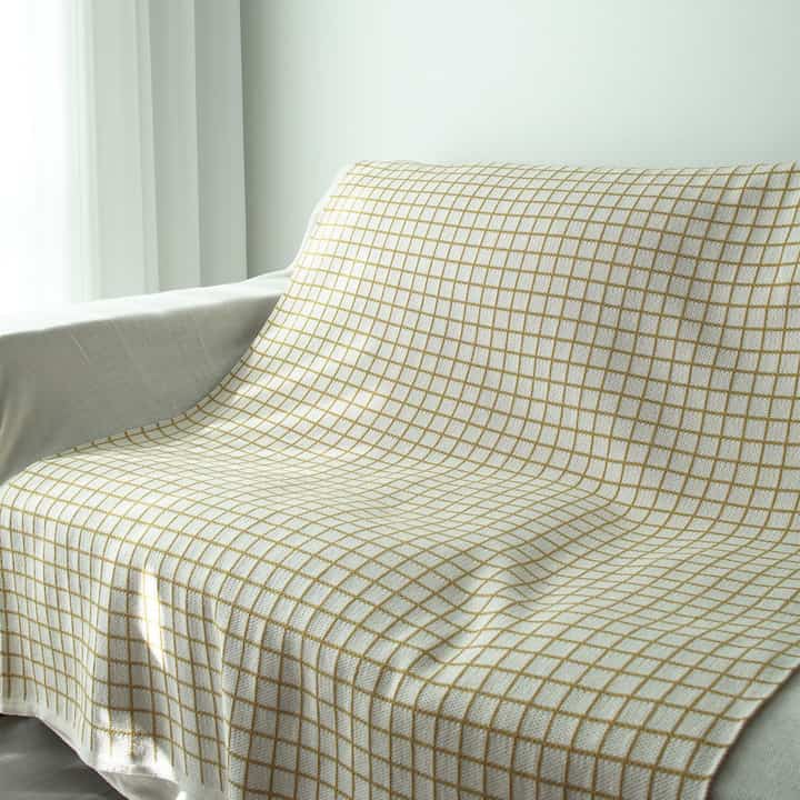ライン チェック ニット ブランケット［3サイズ］
