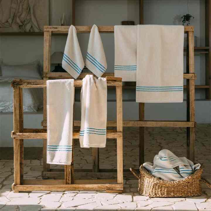 フェイスタオル ストライプ N スカイブルー 5枚セット