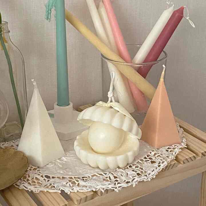 ビッグ パール シェル オブジェ キャンドル