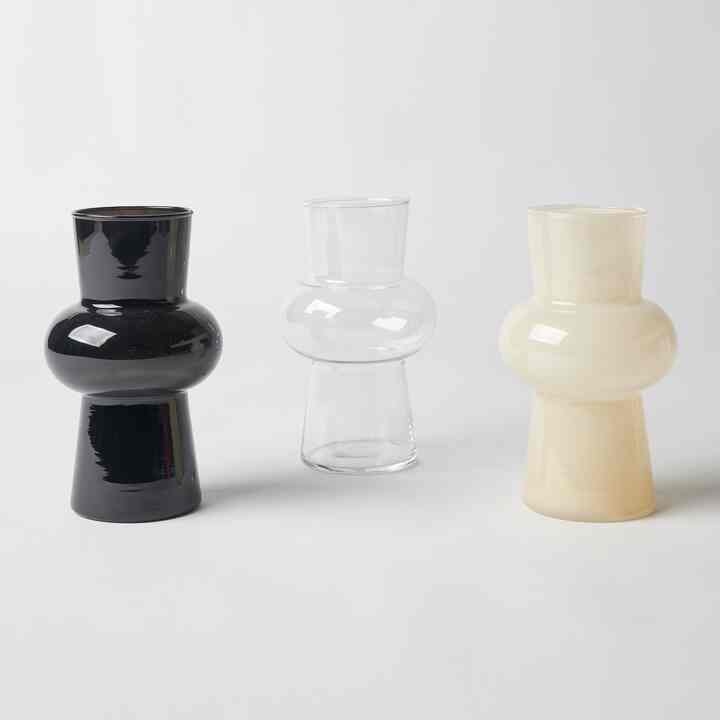ボリューム ミルキー ガラス ヴィンテージ 花瓶［3色］