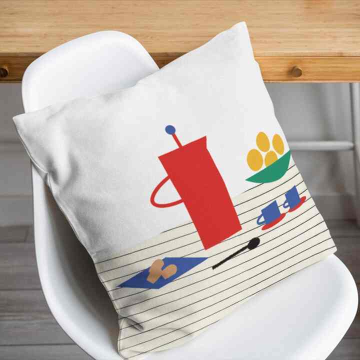 【Caroline Corrigan】Coffee Time　アートクッションカバー［2サイズ］