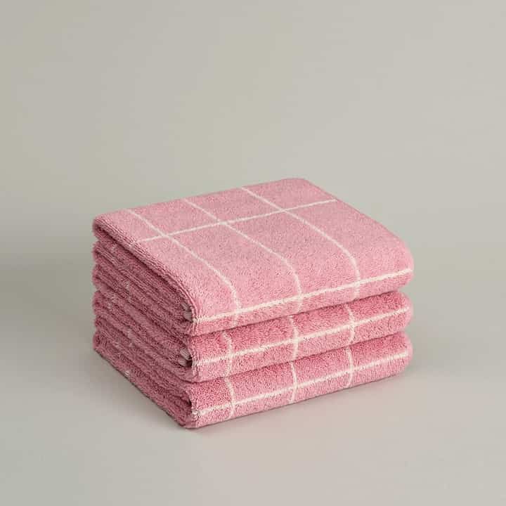 フェイスタオル 3枚 ソフトピンクチェック