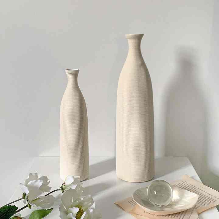 クリーム ストライプ 花瓶［2サイズ］