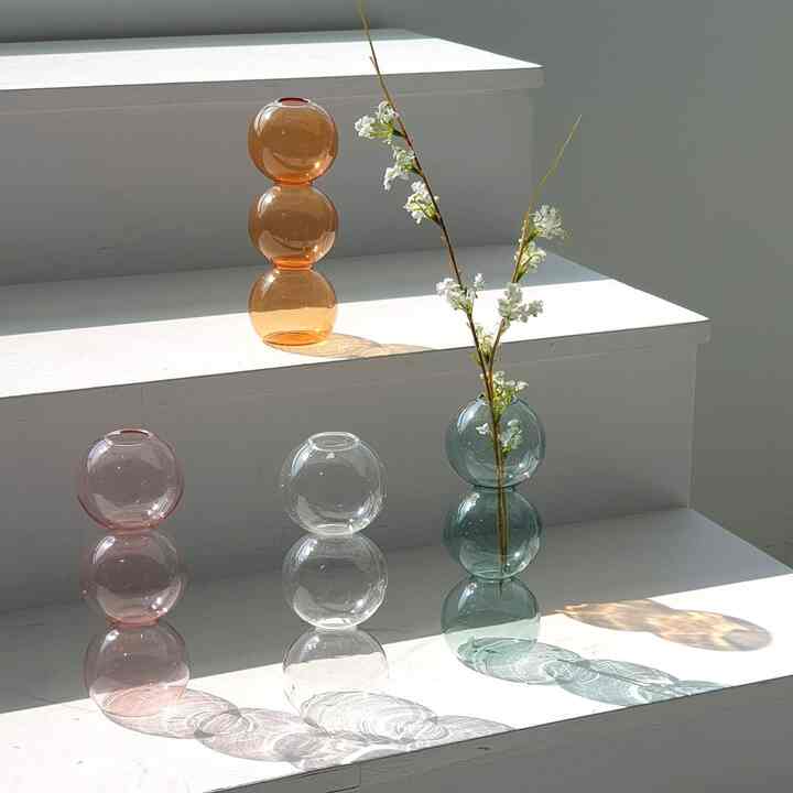 ウォータードロップ ガラス 花瓶［4色］