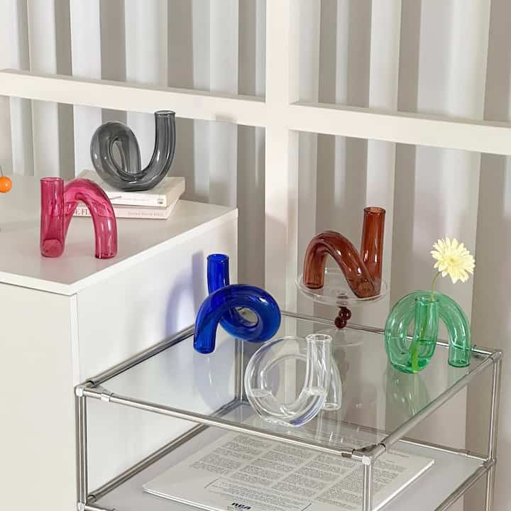 パイプ ガラス花瓶［6色］