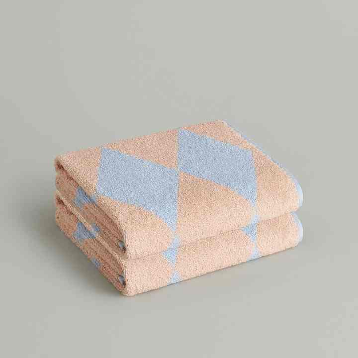 フェイスタオル 2枚 ピーチブルー アーガイル